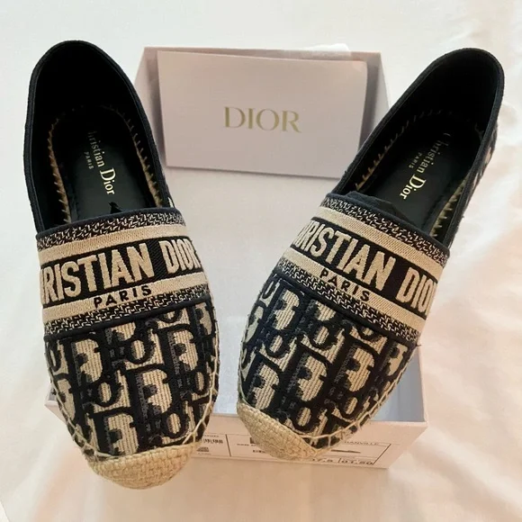 Dior Logo Espadrilles in deep blue. - Picture 1 of 9